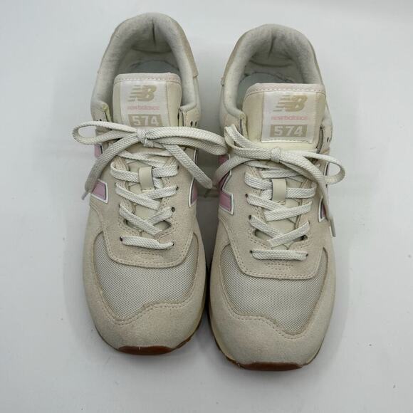 NEW BALANCE Linen & Mid-Century Pink 574 Low-Tops - Picture 5 of 9